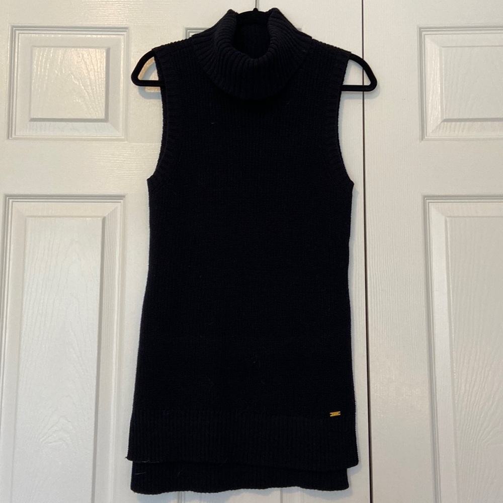 Black Guess Tank Top Turtle Neck Sweater
